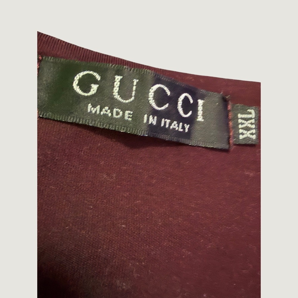 Gucci Mens Burgundy Interlocking G Rope Graphic T-Shirt XXL Made in Italy - Picture 5 of 6